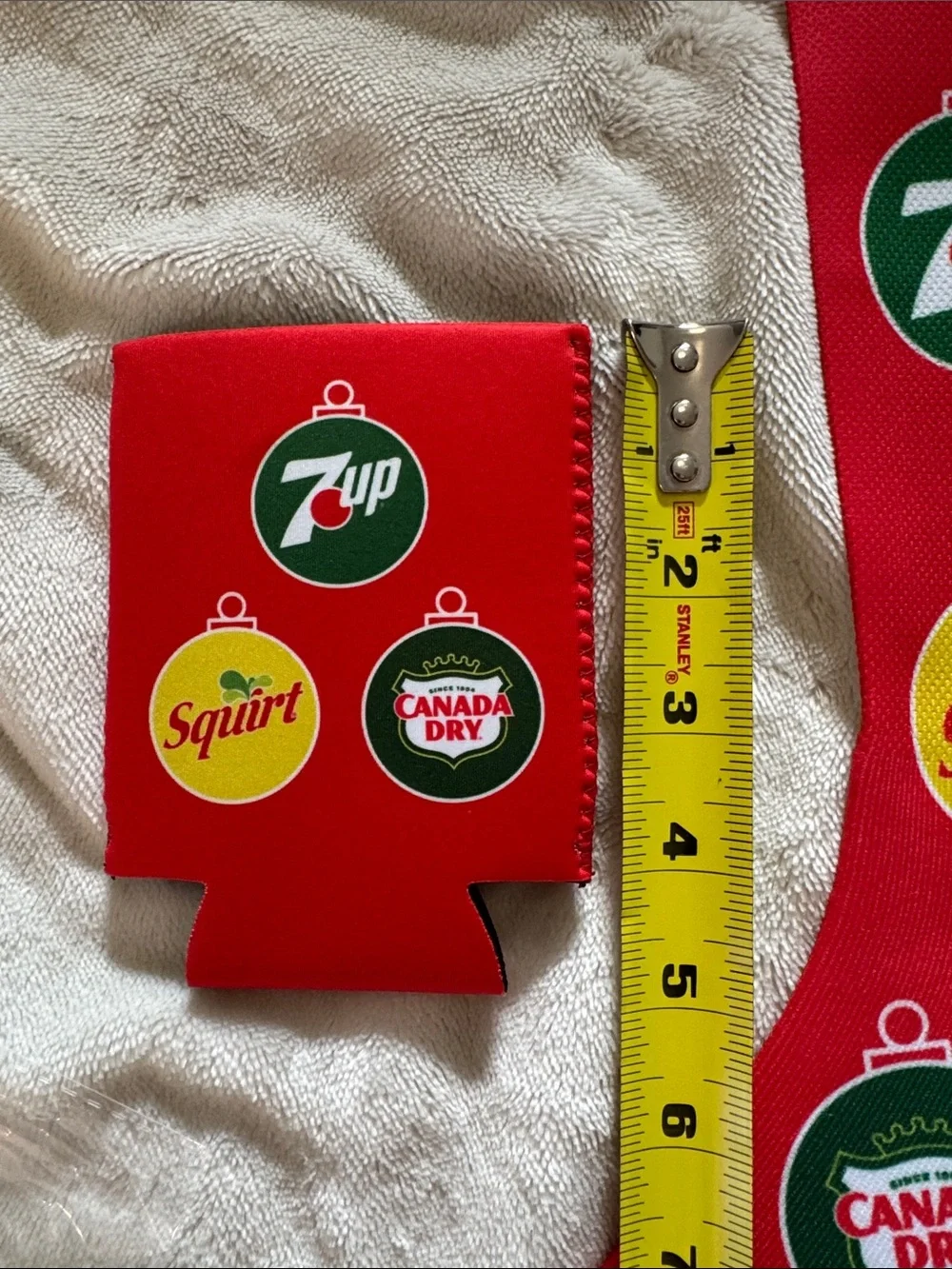 Stanley Red Crew Socks with Green and Yellow Beverage Logos